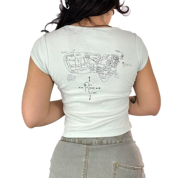 Women's Mint Green Graphic Crop Tee 🌿 - Picture 3 of 4